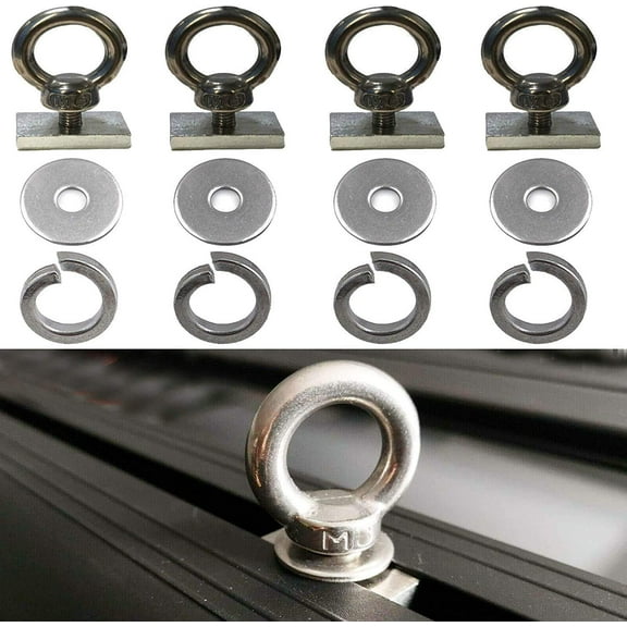 4 Pack - Heavy-Duty Stainless Steel Eye Bolt tie Down Anchoring Kits