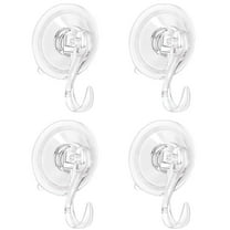 4-Pack Heavy Duty Suction Cup Hooks for Glass/Window/Door - Clear, Removable & Reusable Holders for Kitchen/Bathroom/Shower/Wreath