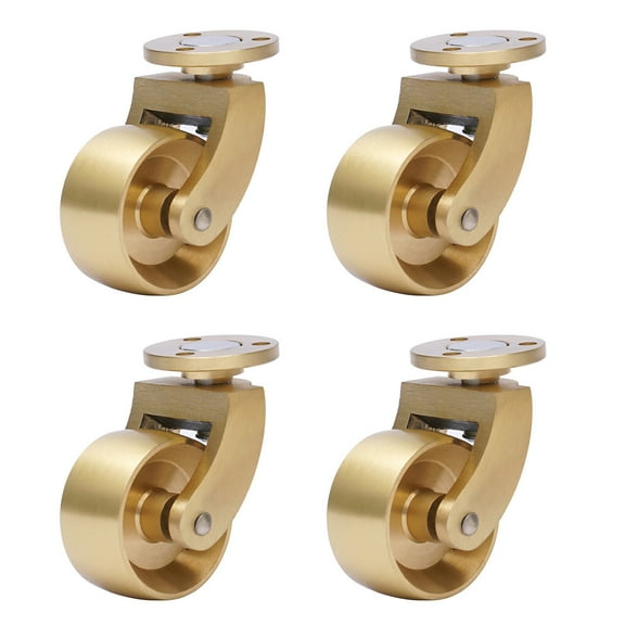 4 Pack Heavy Duty Swivel Caster Wheels Brass Base 360-Degree Rotation Caster Antique Brass Ball Swivel Wheels Caster for Furnitures Swivel Plate Brass Wheels