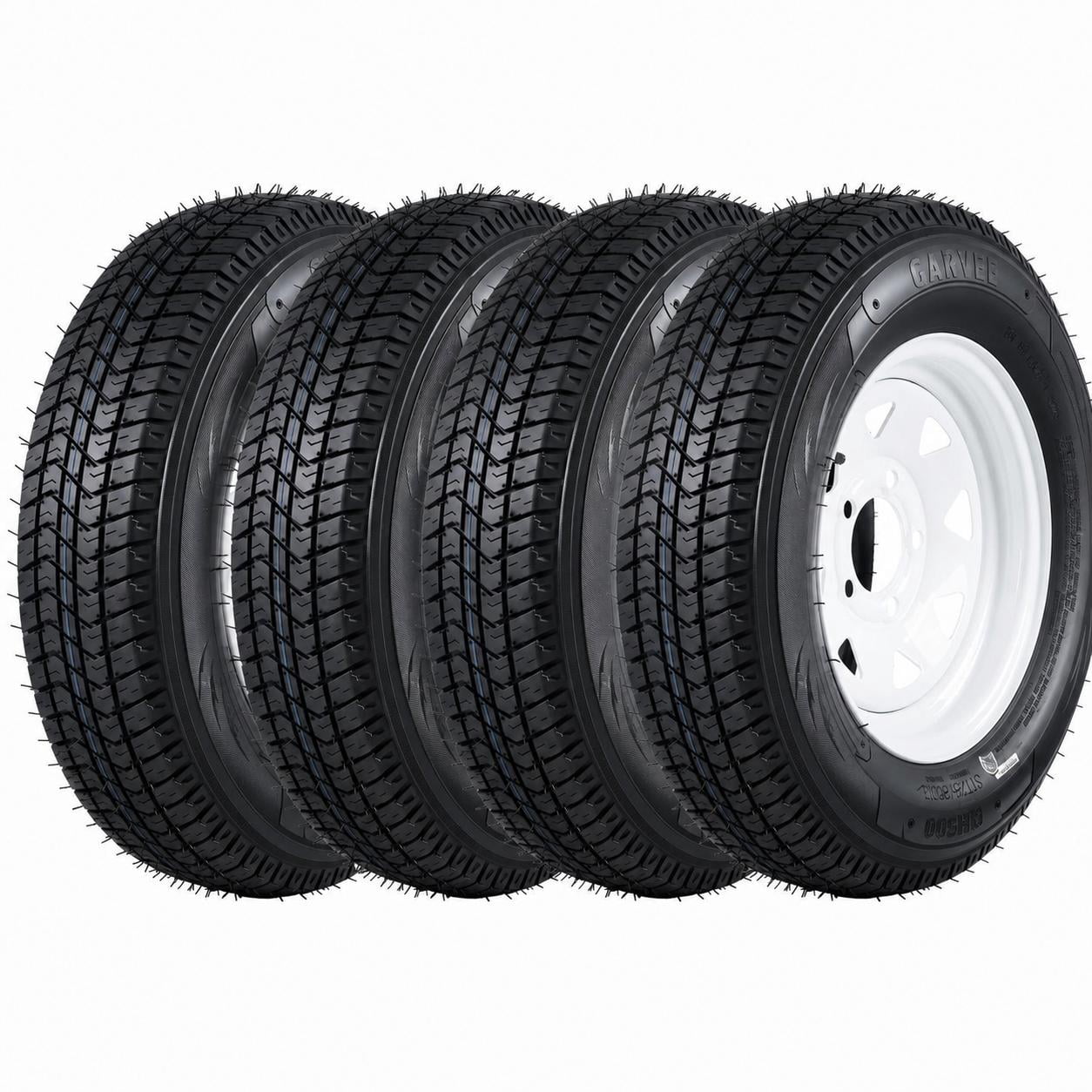 Atlantic Boat Rims 4-Pack Heavy Duty Trailer Tire & Wheel Set - ST175/80D13, 6PR Load ...