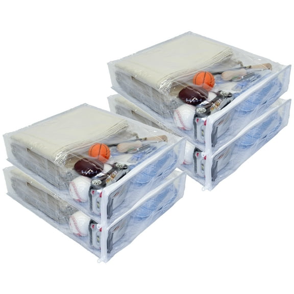 4-Pack Heavy Duty Vinyl Zippered Closet Storage Bags (Clear) for Sweaters, Blankets, Comforters, Bedding Sets and Much More! (15" x 18" x 4") 4.7 Gallon