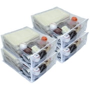 4-Pack Heavy Duty Vinyl Zippered Closet Storage Bags Clear for Sweaters, Blankets, Comforters, Bedding Sets and Much More! 15" x 18" x 6" 7 Gallon