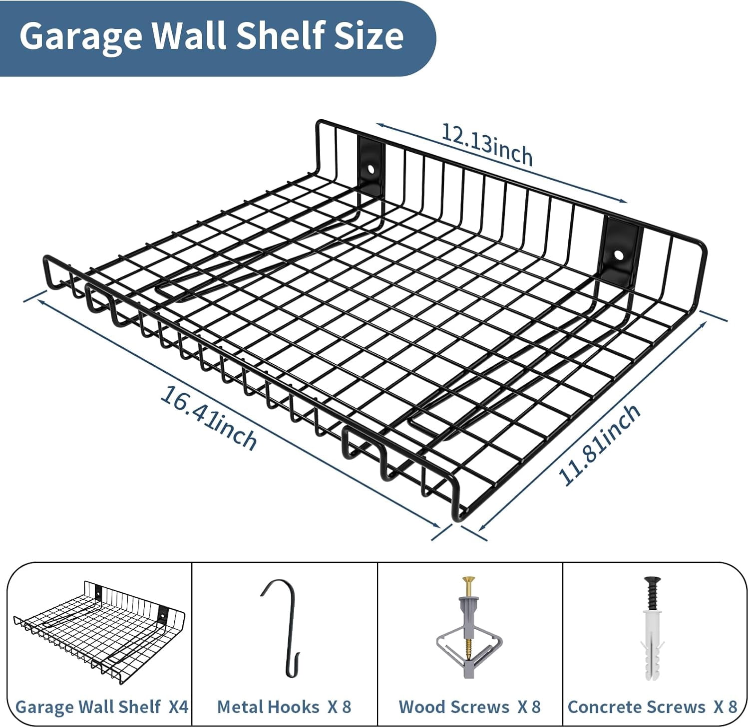 4 Pack Heavy Duty Wall Shelves, Floating Metal Storage Racks for Garage ...