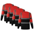 thumbnail image 1 of 4 Pack Hi Vis Long Sleeve Safety T Shirt Breathable Reflective Tape Work Shirts Green Orange Round Neck Compression Tops Red Xxxl, 1 of 6