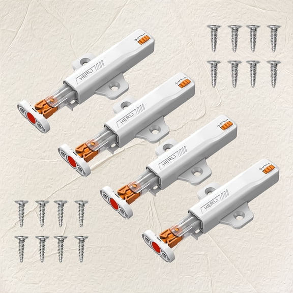 4 Pack Hidden Self-Locking Latches, Automatic Rebound for Cabinets, Wardrobes & Kitchen Cupboards, Strong Hold Easy Install Spring Latch