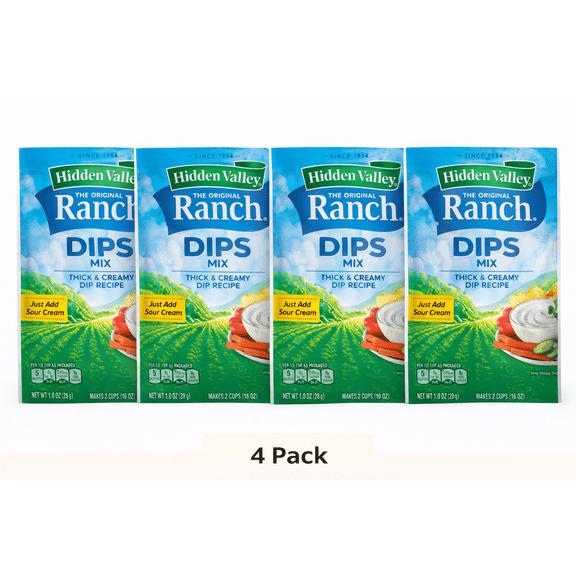 (4-Pack) Hidden Valley Original Ranch Dips Mix, Gluten Free - 1 Packet