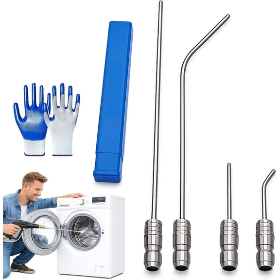 4 Pack High Pressure Washer Nozzle Kit, 15.7in Extension Wand with Side Spray Nozzles, Quick-Connect Heavy Duty Tips for AC and Drum Washer Cleaning