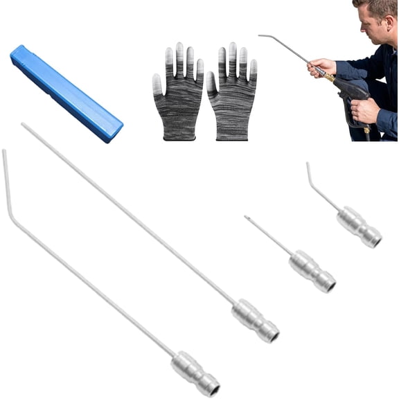 4 Pack High Pressure Washer Nozzle Kit for Washing Machine & AC Cleaning, 1/4 Quick Connect Stainless Steel Wand with Straight & Curved Needles, Quick-Connect for Effortless Installation