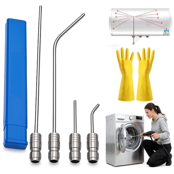 4 Pack High Pressure Washer Nozzle Kit for Washing Machine & Ac Cleaning, 1/4" Quick Connect Rv Water Heater Flush Wand, Hose High-Pressure Washer Spray Nozzle Kit for Roof Deck Gutters (1-Set)