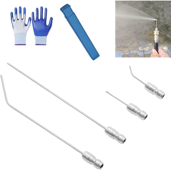 4 Pack High Pressure Washer Nozzle Kit for Washing Machine & Ac Cleaning, Rv Water Heater Flush, High-Pressure Washer Extension Rod Nozzle Cleaning Kit, For Roof Deck Gutters