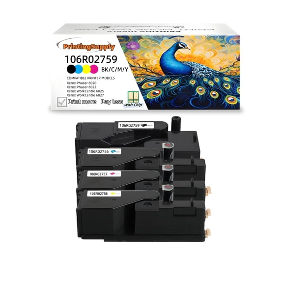 4 Pack High-Quality BK/C/M/Y Toner Cartridge for Xerox Phaser 6020 6022 WorkCentre 6025 6027