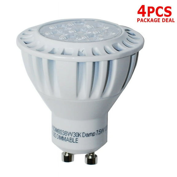4 Pack - High Quality LED 7.5W GU10 MR16/PAR16 Warm White 650LM Flood Light Bulb