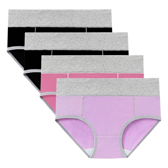 4 Pack High Waist Panties for Women Tummy Control Plus Size Cotton Underwear Full Coverage Comfy Ladies Briefs 5XL