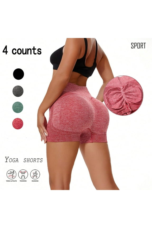 4-Pack High-Waisted girlshorts - Tummy Control, Butt Lifting, Breathable Shorts with Elegant Style and Assorted Solid Colors panty polyester