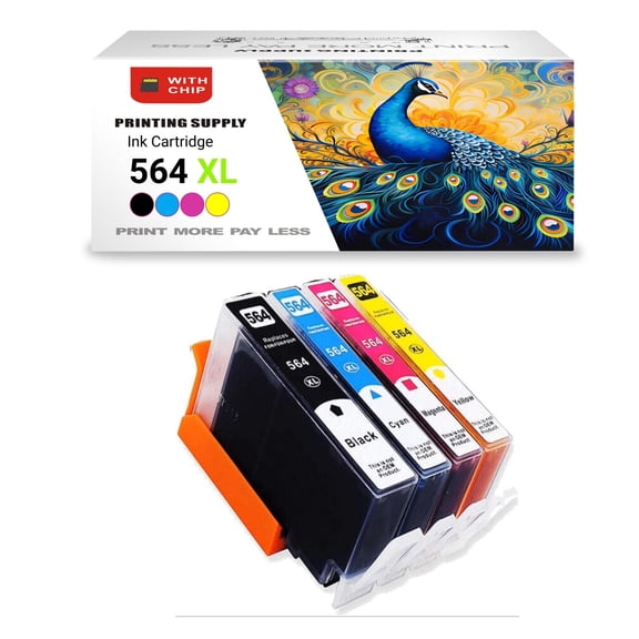Compatible 4-Pack 564XL Ink Cartridge BKCYM High Yield for HP Photosmart 5510 6510 DeskJet 35202