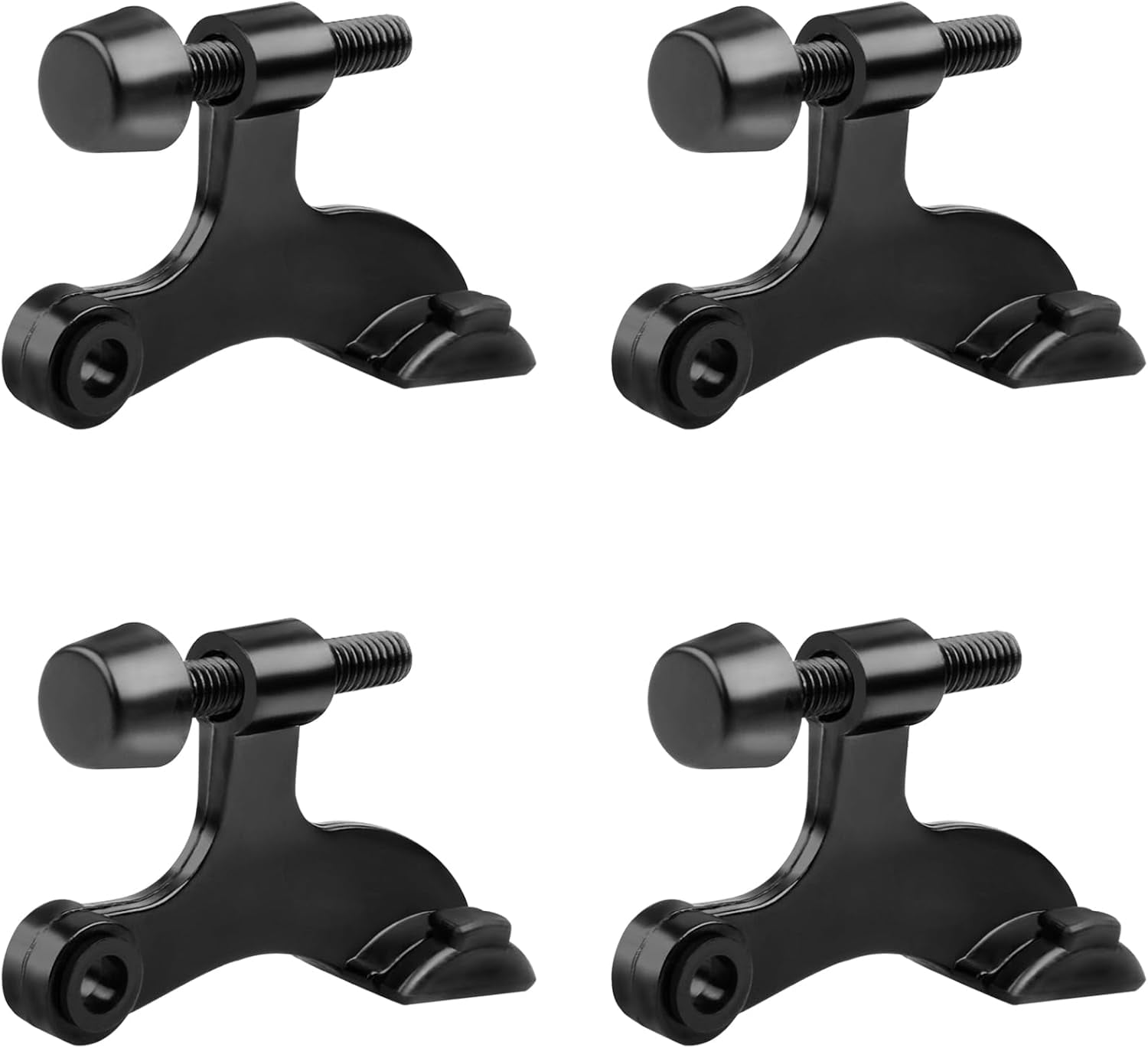 4 Pack Hinge Pin Door Stopper Heavy Duty Metal Adjustable Door Stops with Rubber Bumper Tips (Black)