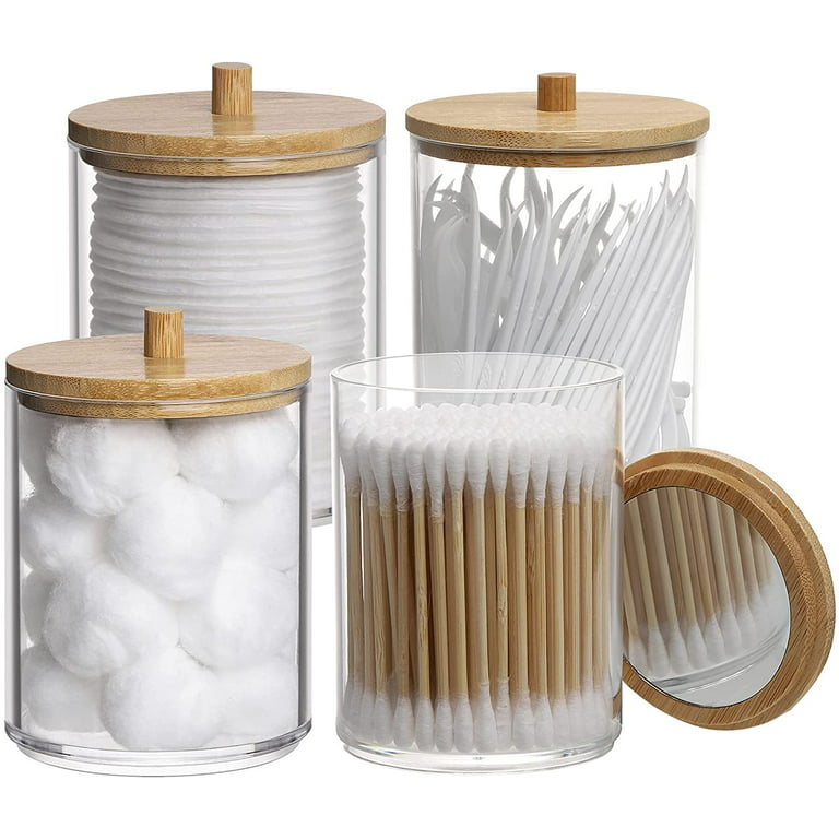 https://i5.walmartimages.com/seo/4-Pack-Holder-Bathroom-Organizer-and-Storage-Containers-Clear-Plastic-Apothecary-Jars-with-Bamboo-Lids-for-Cotton-Ball-Cotton-Swab-Floss_9d458aa3-4d9a-4c45-aa71-160fe3ab3371.47caf1c8b0ae6615ede848f67975b823.jpeg?odnHeight=768&odnWidth=768&odnBg=FFFFFF