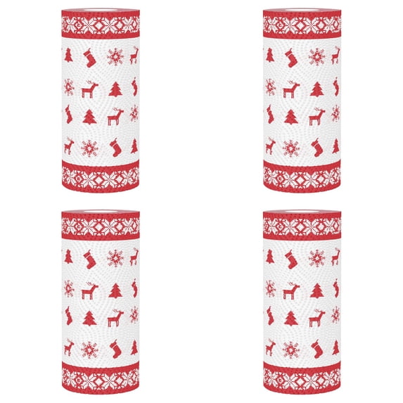 4 Pack Holiday Paper Towels ! Christmas Kitchen Paper Towels, Holiday Print Absorbent Paper, Kitchen Cleaning Paper Towels, Festive Pattern Paper Towels, Oil Resistant Kitchen Tissue