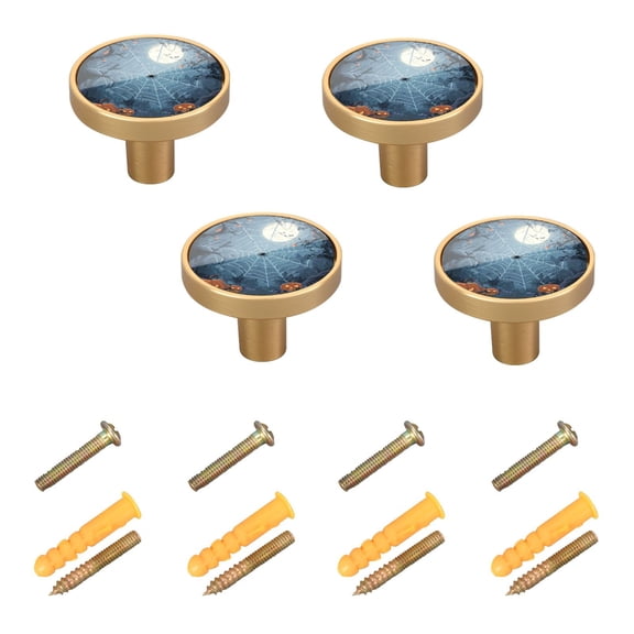 4-Pack Home Cabinet Knob Furniture Drawer Knob for Cabinets & Walls 32mm Diameter Cartoon Style Spider Web