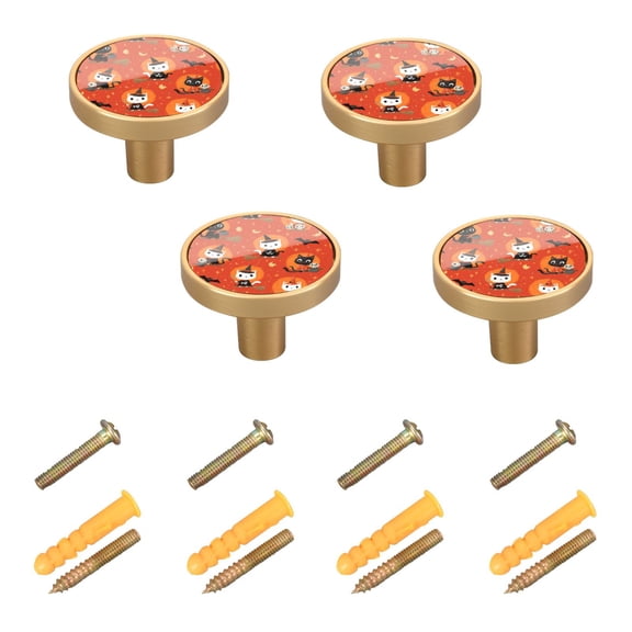 4-Pack Home Cabinet Knob Furniture Drawer Knob for Cabinets & Walls 32mm Diameter Cat Riding A Broom