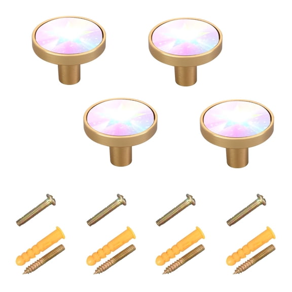 4-Pack Home Cabinet Knob Furniture Drawer Knob for Cabinets & Walls 32mm Diameter Rainbow Gradient Stars