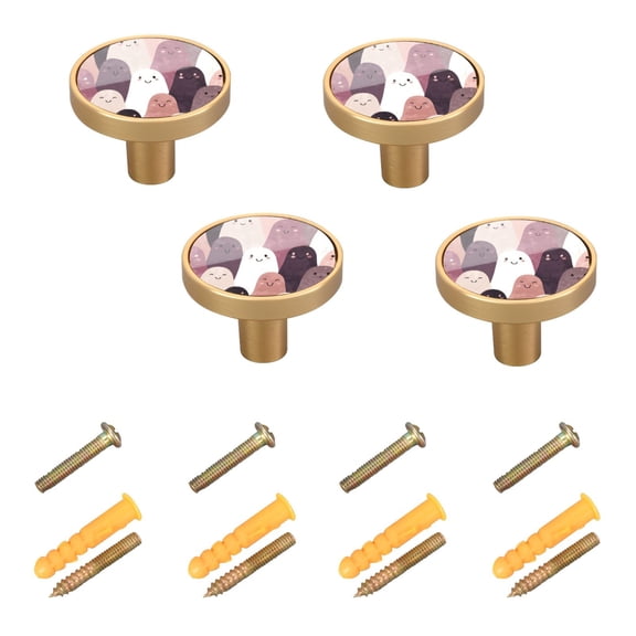 4-Pack Home Cabinet Knob Furniture Drawer Knob for Cabinets & Walls 32mm Diameter Smiling Ghost
