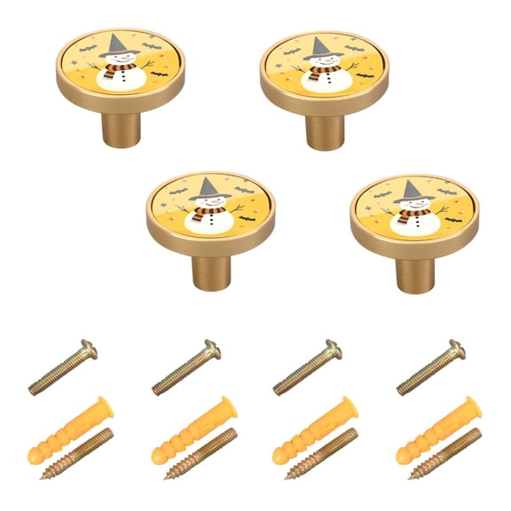 4-Pack Home Cabinet Knob Furniture Drawer Knob for Cabinets & Walls 32mm Diameter Snowman with Witch Hat