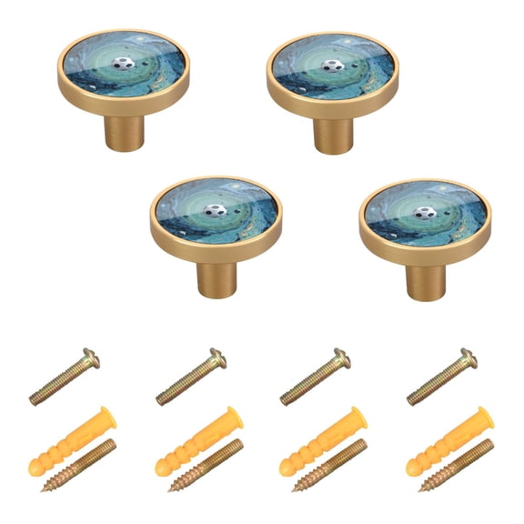 4-Pack Home Cabinet Knob Furniture Drawer Knob for Cabinets & Walls 32mm Diameter Soccer Ball Floating in Space