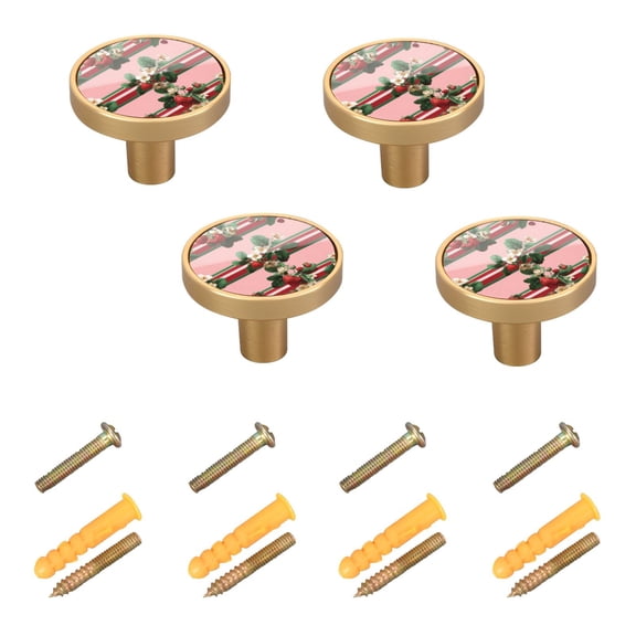 4-Pack Home Cabinet Knob Furniture Drawer Knob for Cabinets & Walls 32mm Diameter Strawberry and Ribbon