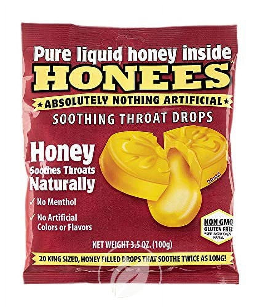 (4 Pack) Honees Soothing Throat Drop Honey MentholFree 20Lozenge