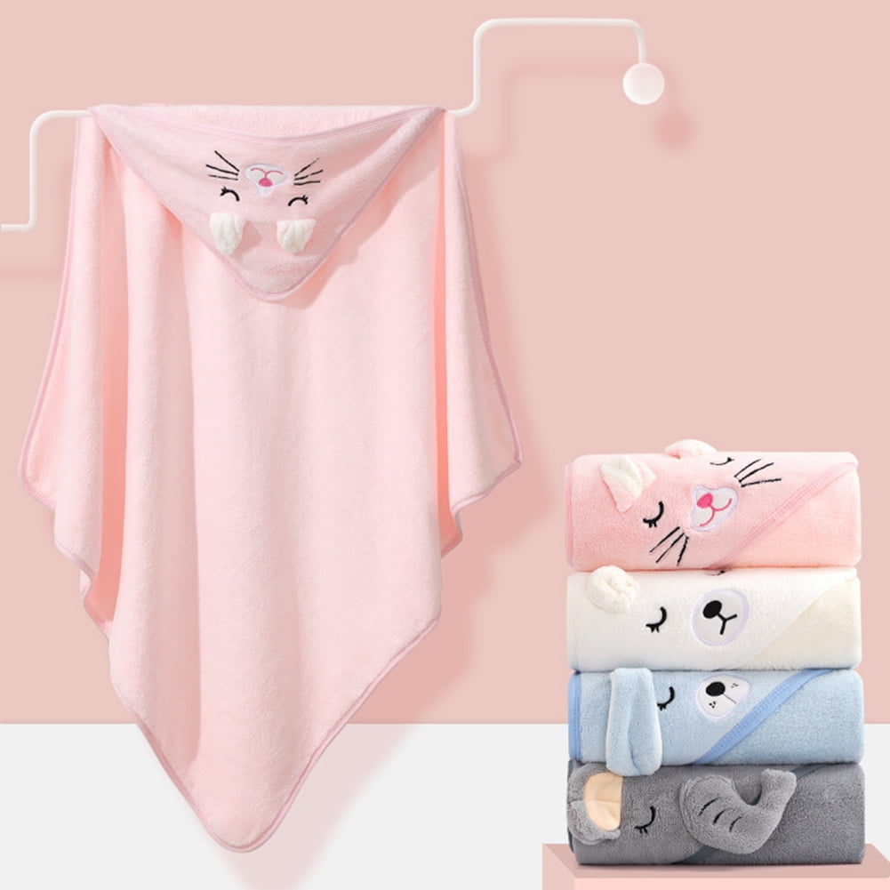 4 Pack Hooded Baby Towel Microfiber Coral Fleece Ultra Absorbent Soft Bath Towel with Ears for Babie Toddler Infant, Baby Bath Shower Gifts for Boy and Girl 31.5 x 31.5 Inch