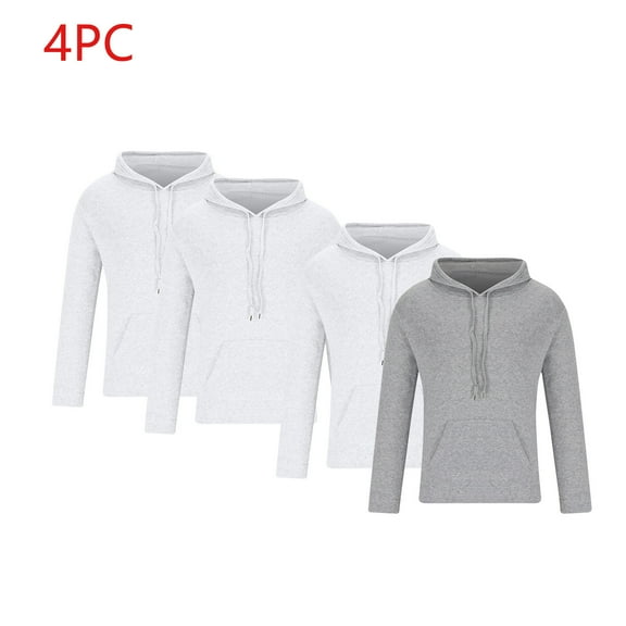 4 Pack Hoodies for Men with Front Pocket Pullover Long Sleeve Sweatshirts Boys Casual Solid Comfort Drawstring Going Out Hoodie Tops