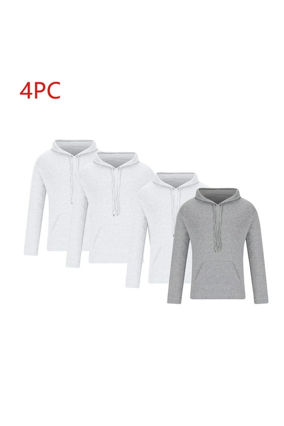 4 Pack Hoodies for Men with Front Pocket Pullover Long Sleeve Sweatshirts Boys Casual Solid Comfort Drawstring Going Out Hoodie Tops