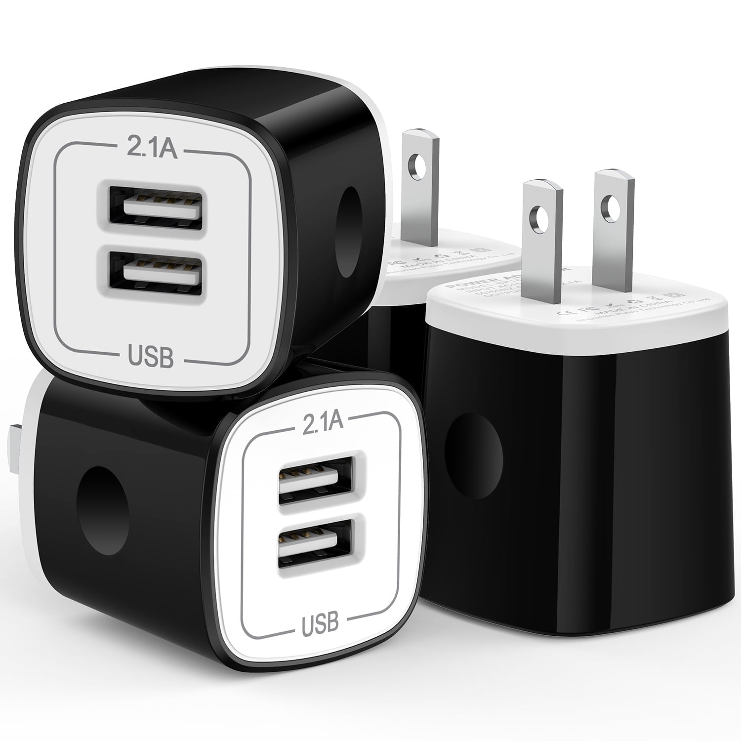 4 Pack Hootek USB Wall Charger Block 2.1A Dual Port USB Charger Block ...