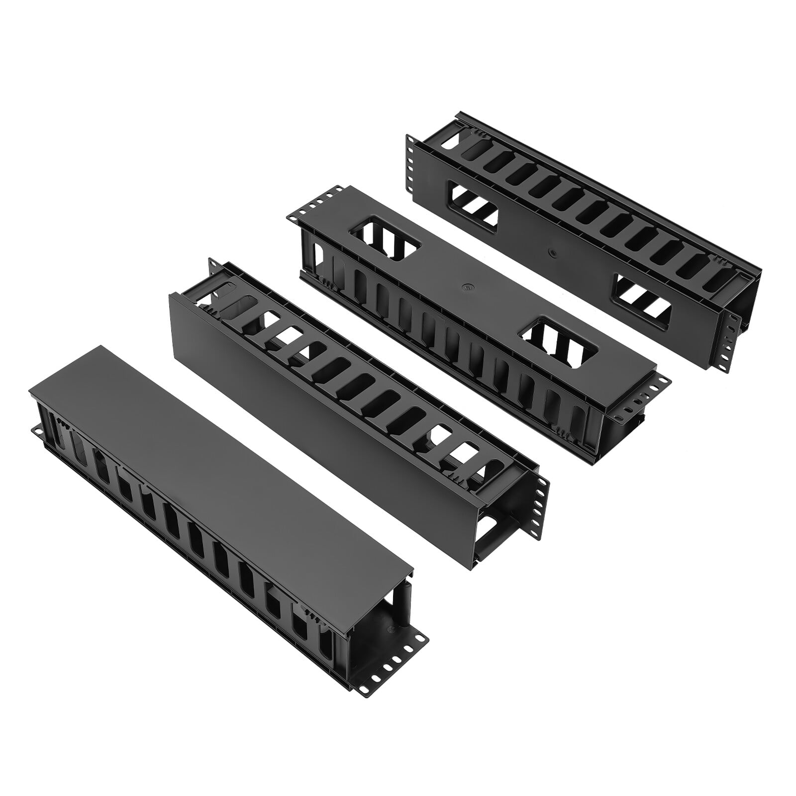 4 Pack Horizontal Rack Mount Cable Management, 19 Inch 12 Slots Mount ...