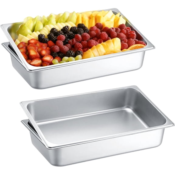 4 Pack Hotel Pans 1/1 Full Size 4 Inch Deep, Commercial Stainless Steel Food Pan, 21"x13" Metal Steam Table Pans Tray for Restaurant Chafing Dishes Buffet Catering Kitchen Supplies