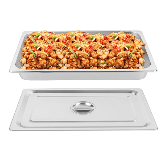 4 Pack Hotel Pans Steam Table Pans Commercial Food Pan for Hotel Canteen Restaurant Office Cafeteria Party Stainless Steel