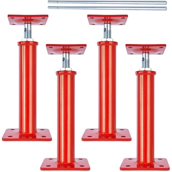 4 Pack House Jacks for Leveling, 11-16 in Crawlspace Support Posts | 4-Pack support set - For crawlspaces, basements, floor joists and beams; includes 4 jack posts and 2 adjustment rods