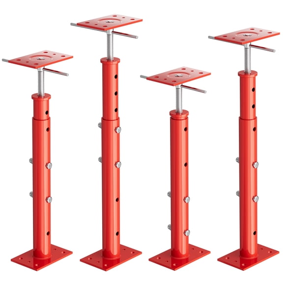4 Pack House Jacks for Leveling (19''-36'') - Adjustable Support Jack, 11023 lbs Capacity Each, Temporary Support for Leveling, Red