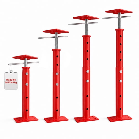 4 Pack House Jacks for Leveling (19''-36'') - Adjustable Support Jack, 11023 lbs Capacity Each, Temporary Support for Leveling, Red