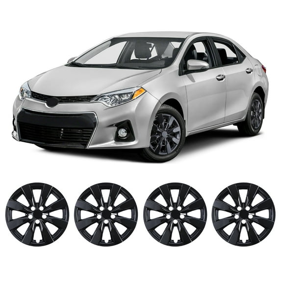 4 Pack Hubcap Wheel Cover Replacement,16" Wheel Rim Cover for 2014-2016 Toyota Corolla,Compatible With Steel Wheels,Snap on Hub Caps Replacement,ABS+PC Material,Black Lacquer