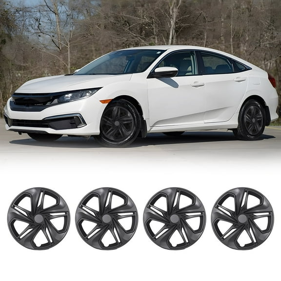 4 Pack Hubcap for 2016-2025 Honda Civic,16" Wheel Rim Cover Replacement,Compatible with Steel Wheels,Snap on Installation,ABS PC Material,Black Matte