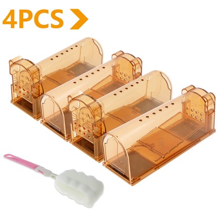 4 Pack Humane Mouse Trap Easy to Set Outdoor Mousetrap Catcher Non Killer Small Mole Capture Cage
