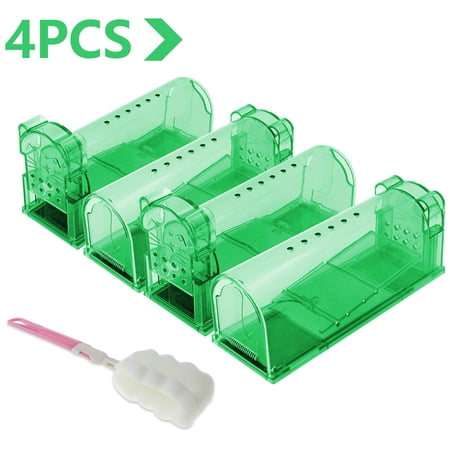 4 Pack Humane Mouse Trap Easy to Set Outdoor Mousetrap Catcher Non Killer Small Mole Capture Cage