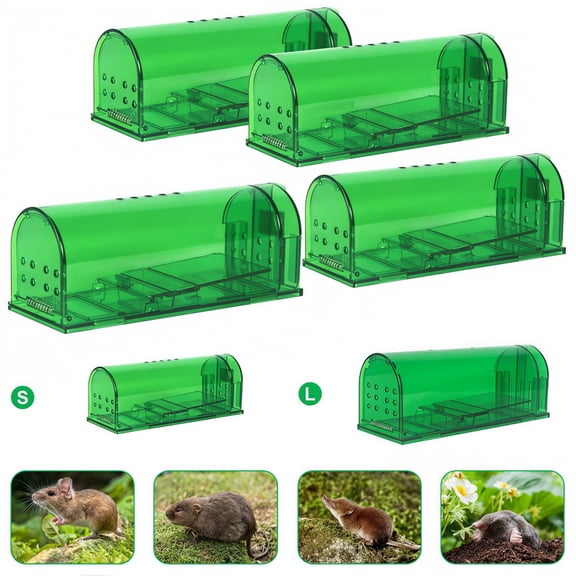 4-Pack Humane Mouse Trap – Live Catch & Release Trap for Indoor/Outdoor Use, Reusable No‑Kill Rodent Trap Safe for Pets & Children, Small
