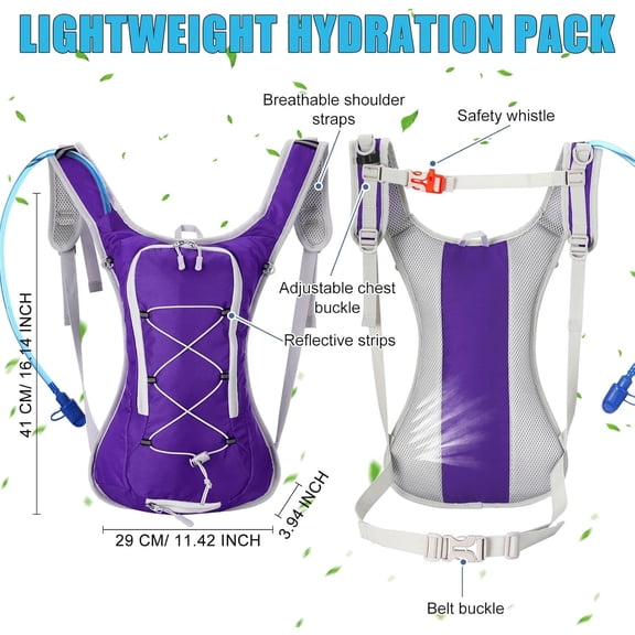 4 Pack Hydration Backpack with 2L Water Bladder - Lightweight for Hiking, Cycling, Camping, Running, Climbing