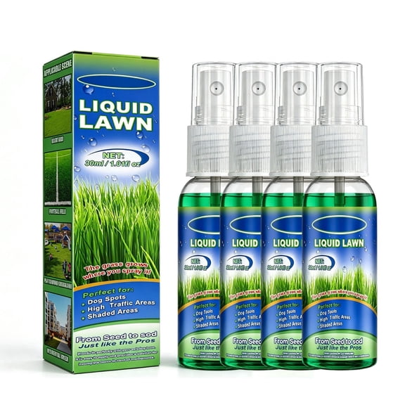 4 Pack Hydro Mousse Liquid Lawn Spray, Green Grass Seed Spray for Lawn Repair Dog Spots High Traffic Areas,30ml