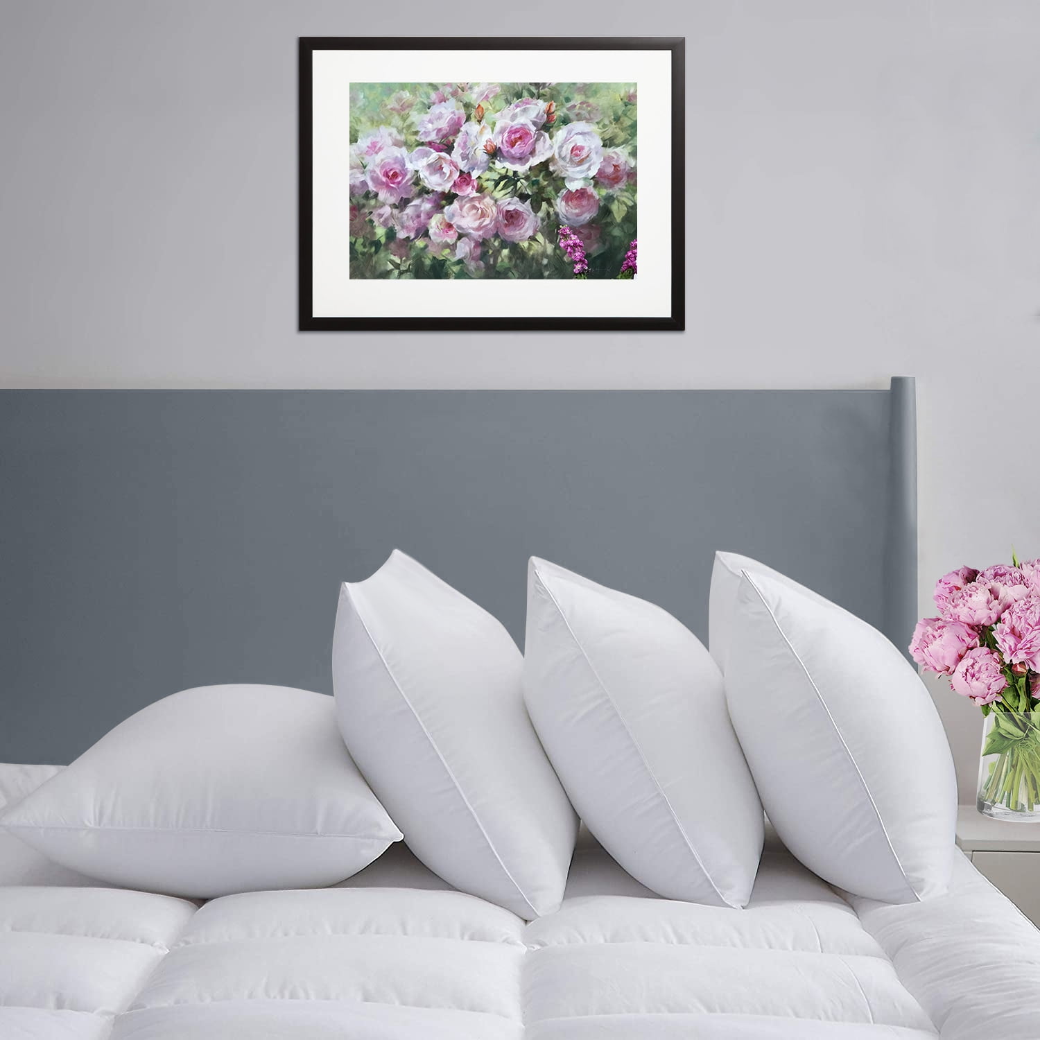 Standard White Hypoallergenic Polyester Bed Pillows, 4-Pack