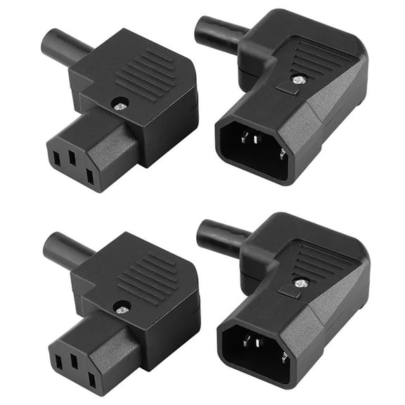 4 Pack IEC 320 C13 Socket And C14 Connectors, 250V 10A 90 Degree Right Angle AC Power Adapter Terminals With Nickel Plated Copper Pins For DIY Server PDU Printer Cable Assembly Black