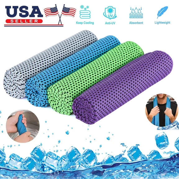 4 Pack Ice Cold Instant Cooling Towel Jogging Running Gym Chilly Pad Sports Yoga